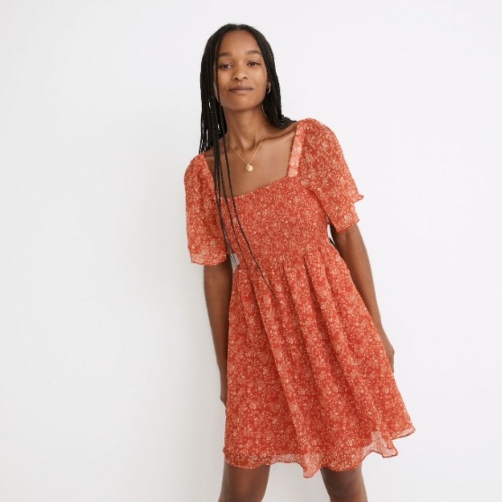 **NWT** Madewell Seersucker Lucie Tie-Back Mini Dress